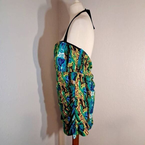 Your Best Look Vibrant Blue and Green One-Piece Swimsuit Size 20W - Picture 3 of 7